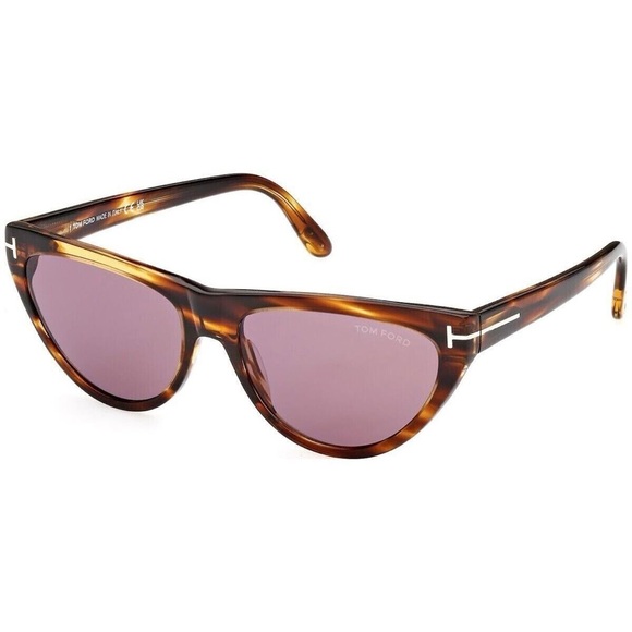 NEW FT0990/S 55Y TOM FORD AMBER-02 TF990 55Y WOMEN BROWN CAT EYE SUNGLASSES - Picture 2 of 5